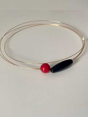 Minimalist Red and Black & White triple -Wire Choker Necklace